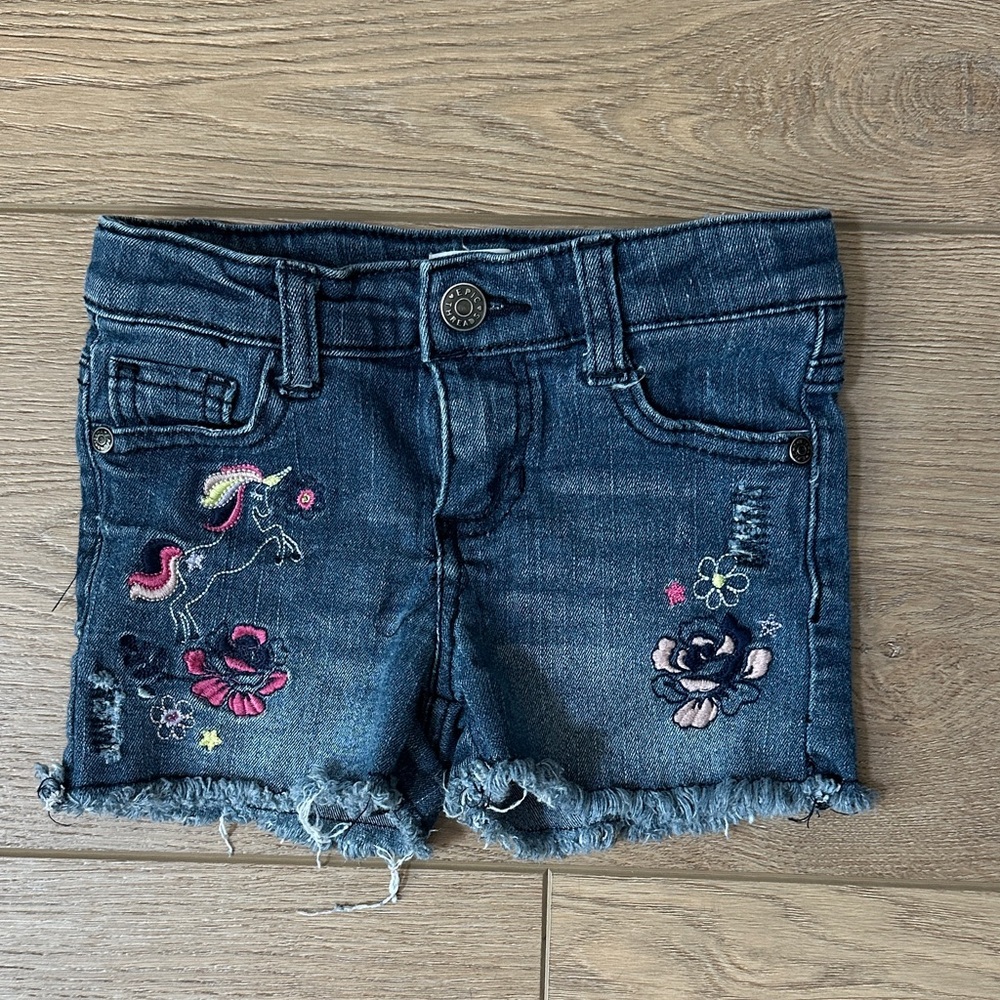 Epic Threads Blue Denim Kids Shorts with Embroidery